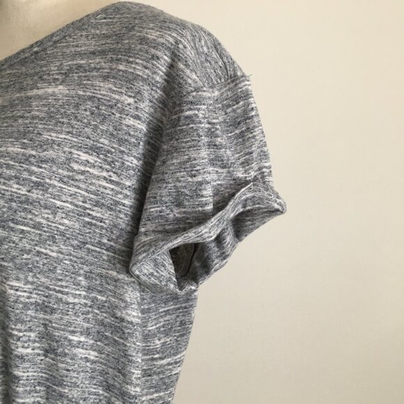 MAEVE Anthropologie Marled Gray Faux Wrap Overlay Front Cuffed Sleeve Dress - Picture 6 of 11